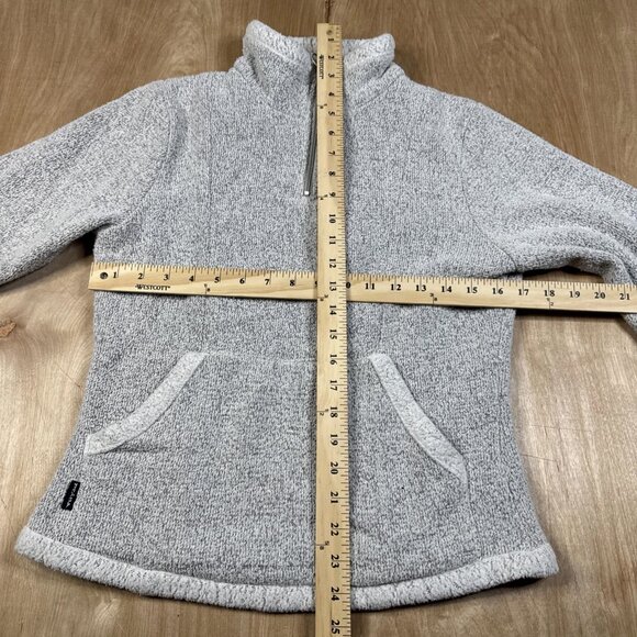 Prana Women’s White/Gray Long Sleeve 1/4 Zip Pullover Fleece Jacket Size Small - Picture 3 of 6